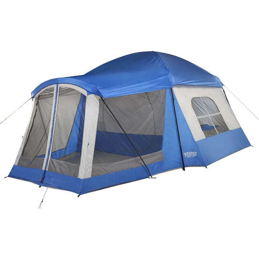 Klondike 8 Person Water Resistant Tent with Convertible Screen Room for Family Camping