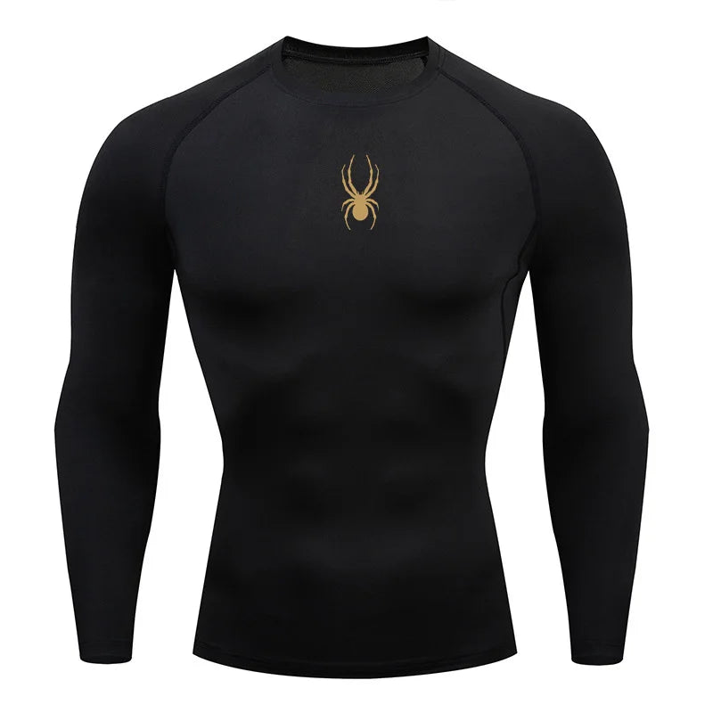 Mens Long Sleeve Spider Fitness Dry Fit T Shirt Compression