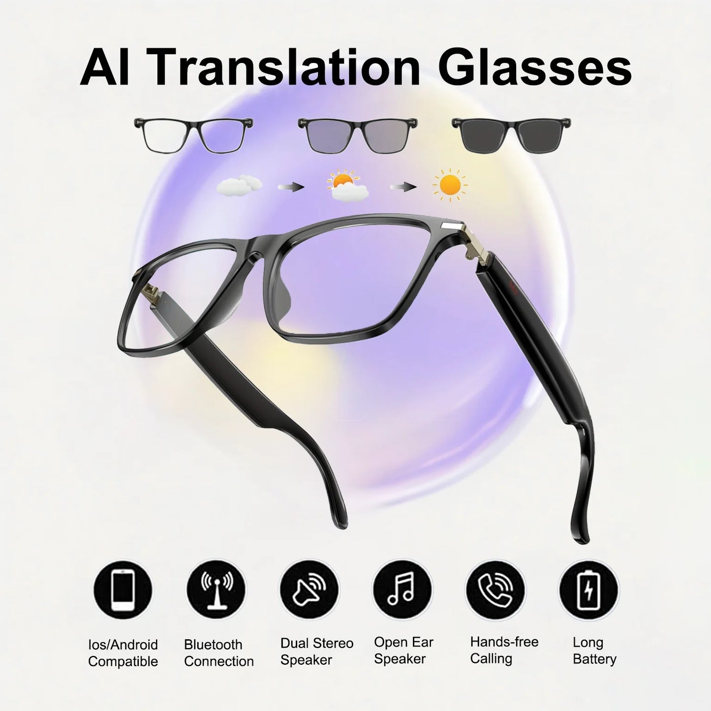 Giinova AI Translation Smart Glasses RealTime 160 Languages