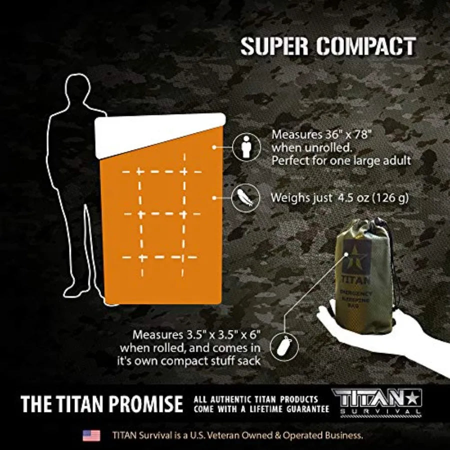 TITANSurvival Emergency Sleeping Bags for Survival 36 x 78 90 Heat Retention 41 Thicker Waterproof Durable Survival Sleeping Ba