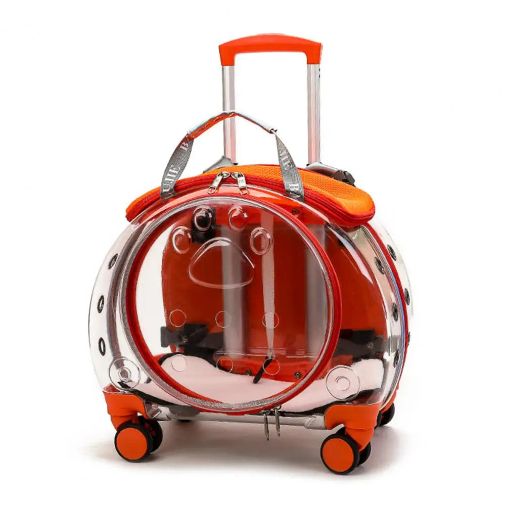 Pet Trolley Case Clear Ventilation Holes Silent Wheels Convenient Portable Cats Dogs Backpack for Travel