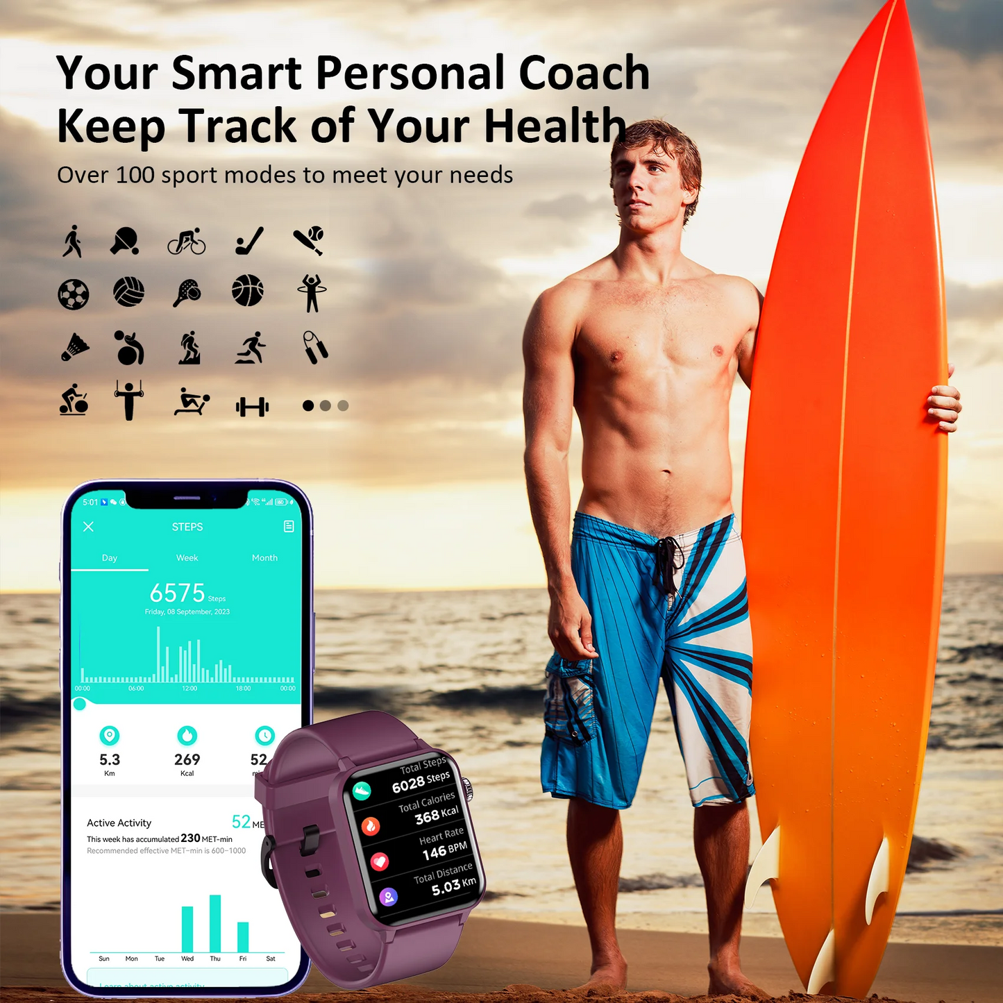 Baolubao Smart Watch With Calling Function 100 Sports Modes