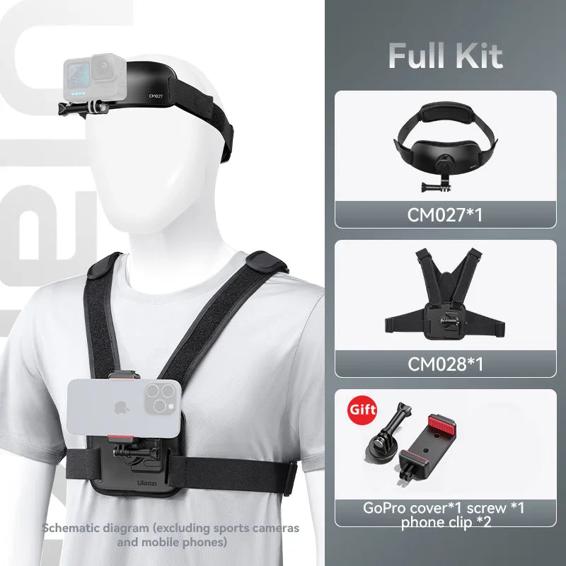 Ulanzi CM027 Chest Head Strap Mount Belt Phone For iPhone 15 14 Gopro insta360 x3 dji osmo Pocket 3 Action Camera Accessories