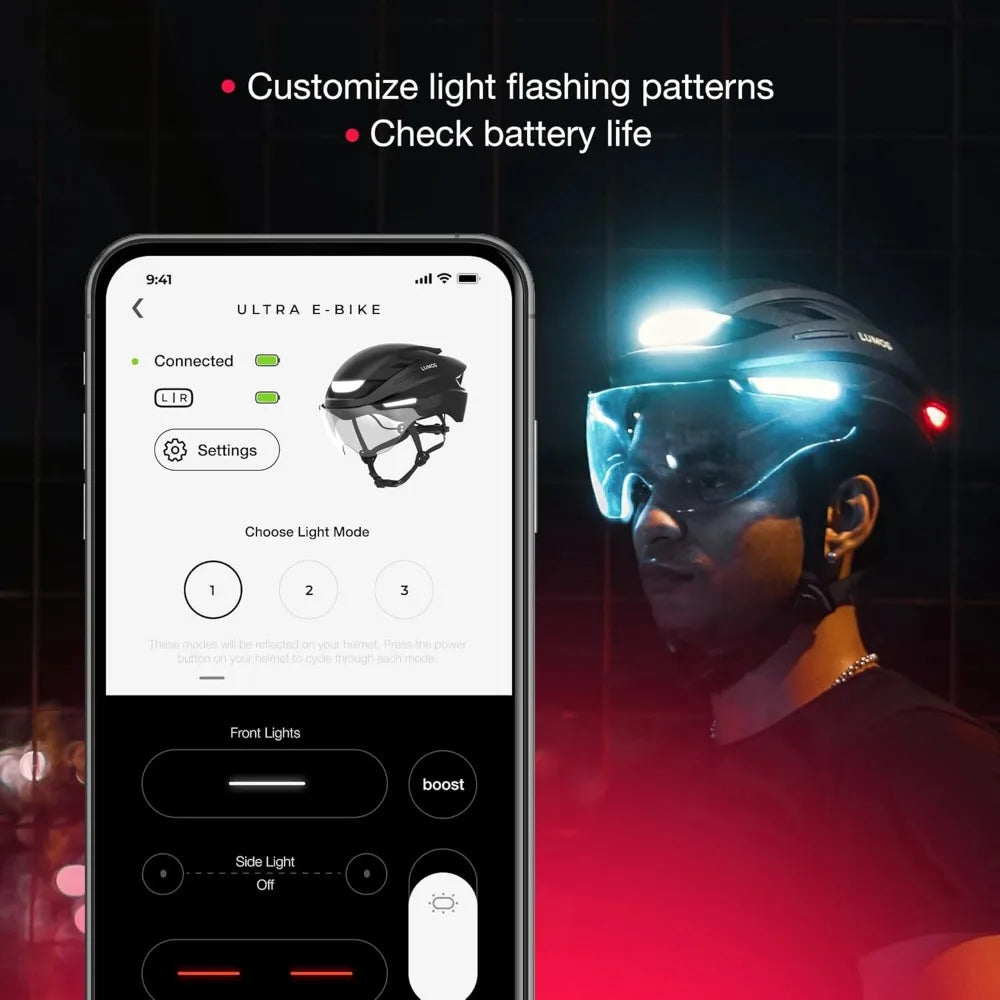 Smart Bike Helmet With Front And Rear LED Lights App