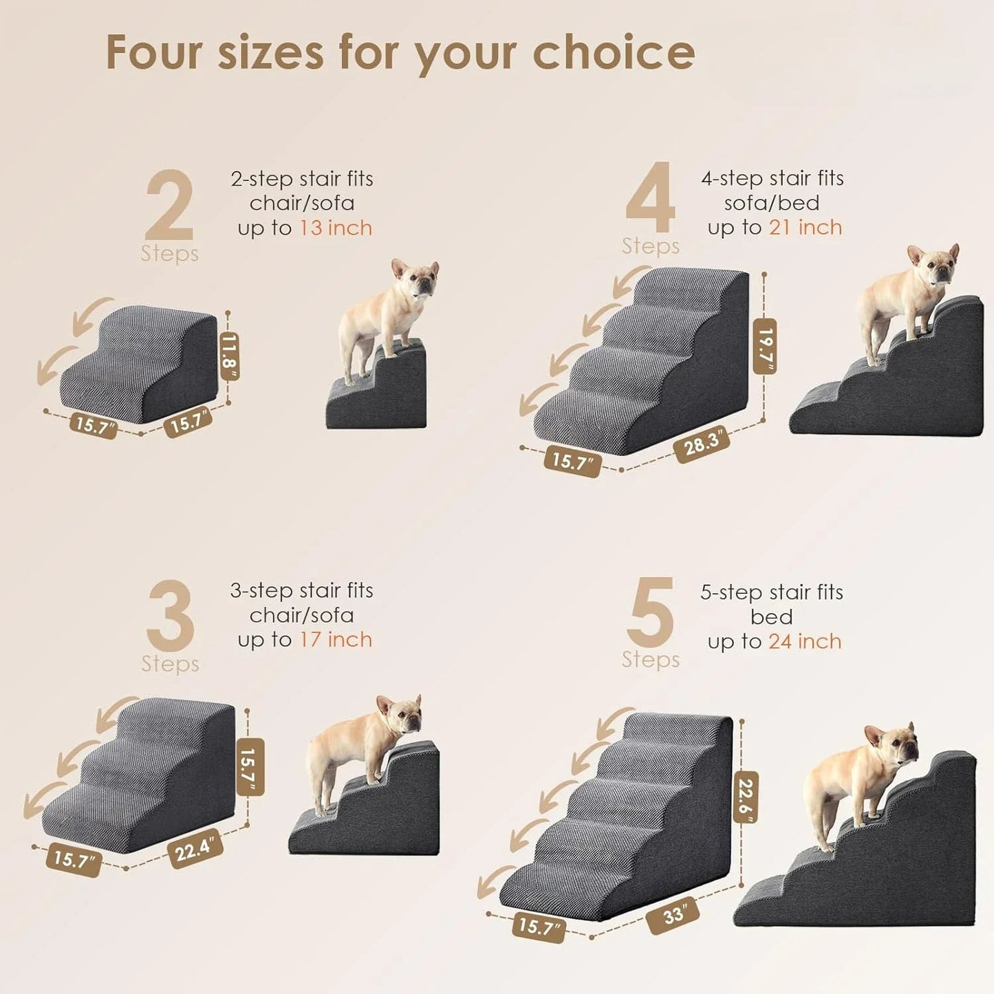 Choice Curved Dog Stairs Ramp for High Beds Non Slip