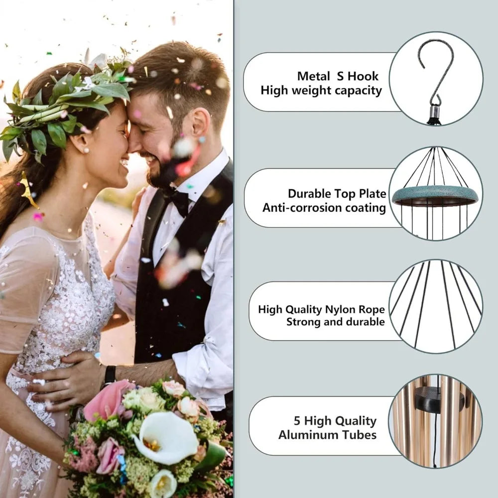custom engraved names & date wind chimes - unique wedding gift for new couples 2024