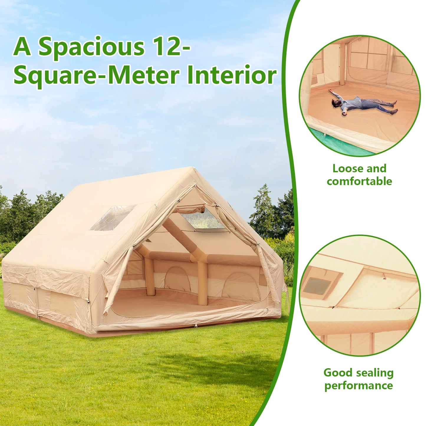 Outdoor Foldable Four Seasons Air Tent Camping Inflatable Tents Waterproof Family Canopy Moisture-Resistant Tent with Pump