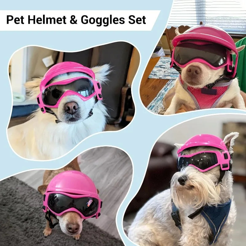 LETVIA Dog Helmet With Goggles Anti UV Sunglasses For Pets