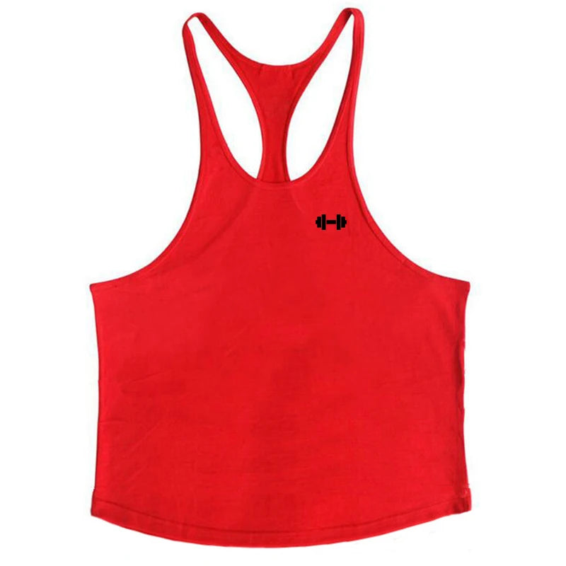 Gym Fitness Bodybuilding Muscle Tank Tops Summer Cotton Breathable Sleeveless Y-back T-shirt Mens Sport Workout Muscle Vests