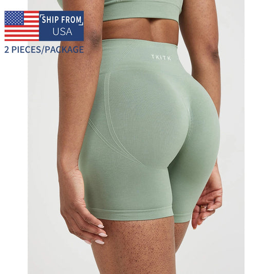 TKITKCN Women Seamless Tight Gym Shorts For Yoga Fitness