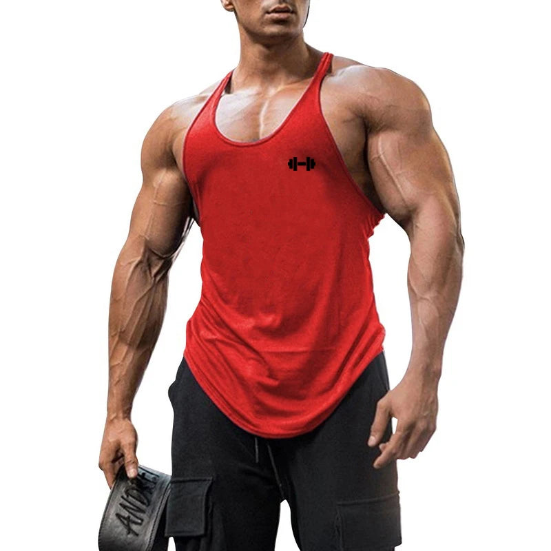 Gym Fitness Bodybuilding Muscle Tank Tops Summer Cotton Breathable Sleeveless Y-back T-shirt Mens Sport Workout Muscle Vests