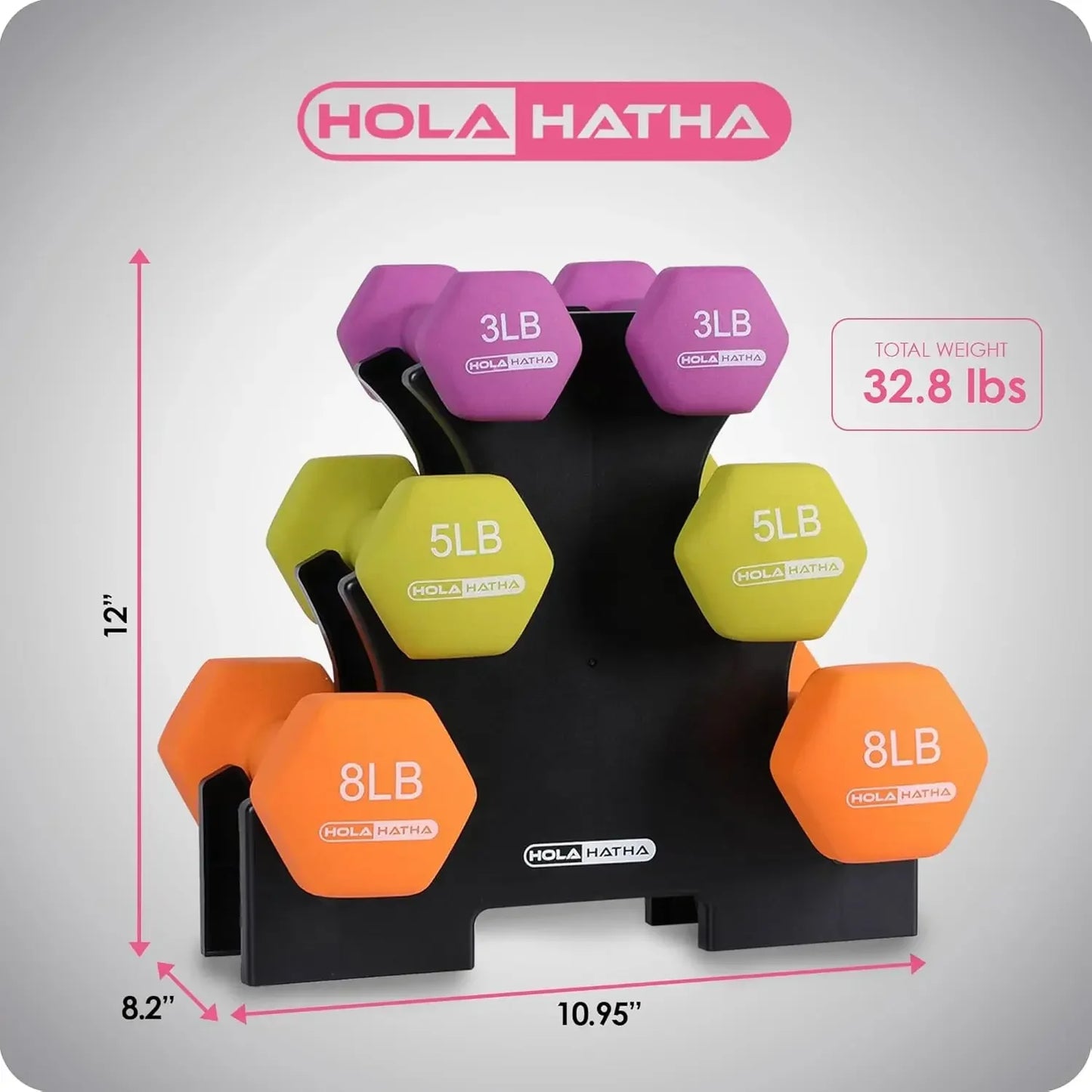 Neoprene Dumbbell Set With Rack For Home Weight Training