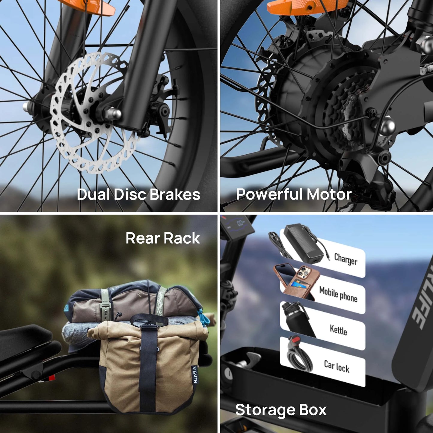 Peak 1500W Electric Mountain Bike with 48V 15.6Ah Removable Battery, 28MPH 100 Mile Range, 20" X 4" fat Tire E-bike