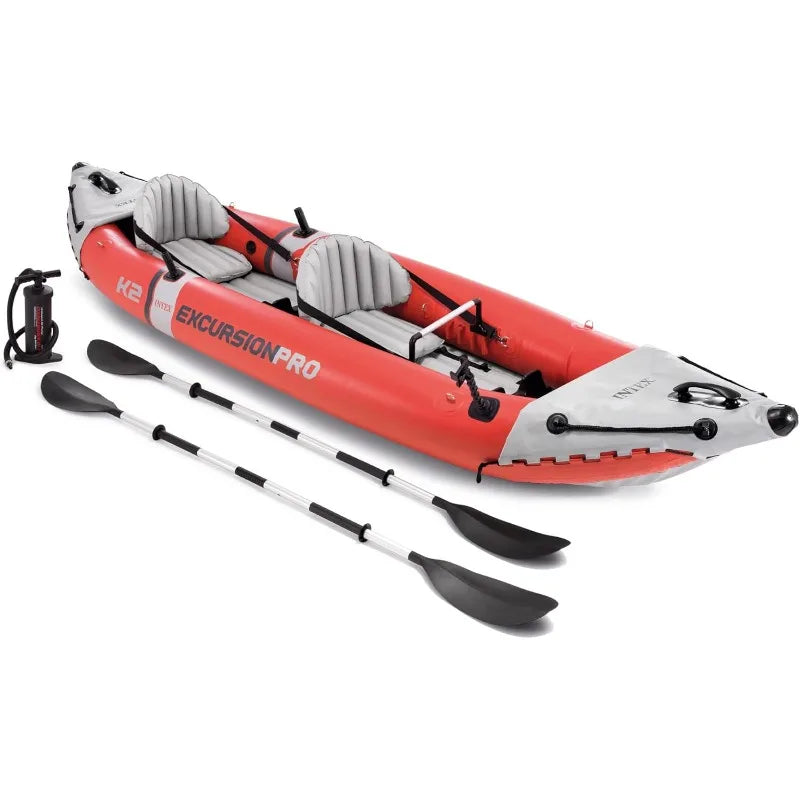Intex 68309EP Excursion Pro K2 Inflatable Kayak Set With 86 Inch Paddles And High Output Pump SuperTough PVC 2 Person