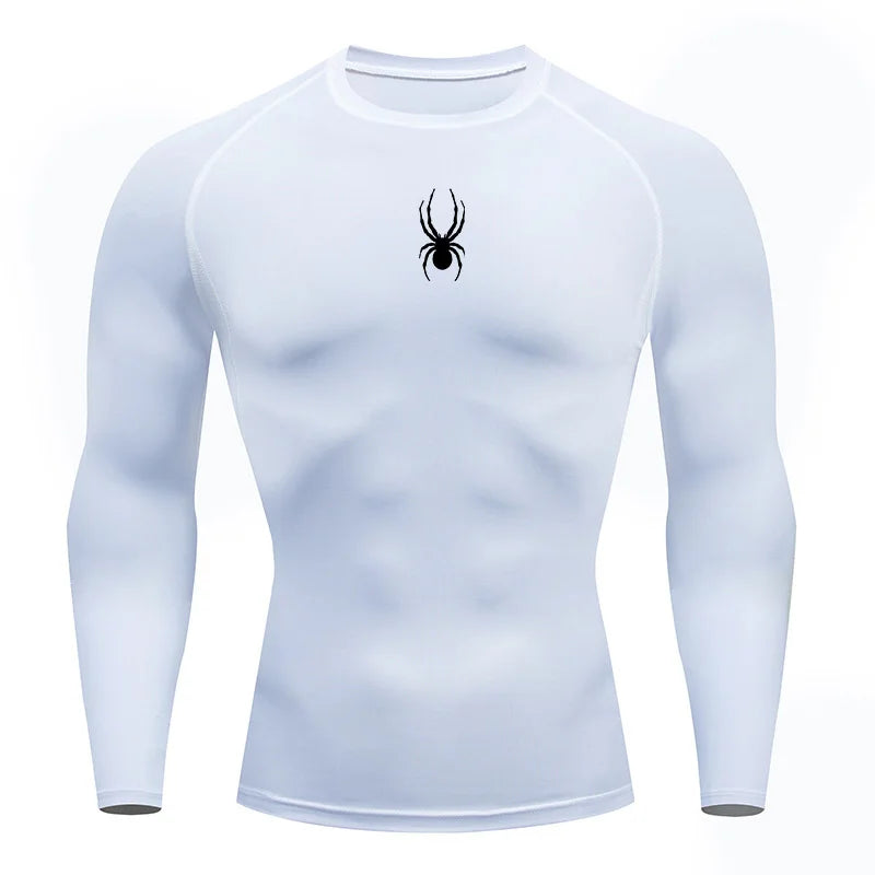 Mens Long Sleeve Spider Fitness Dry Fit T Shirt Compression