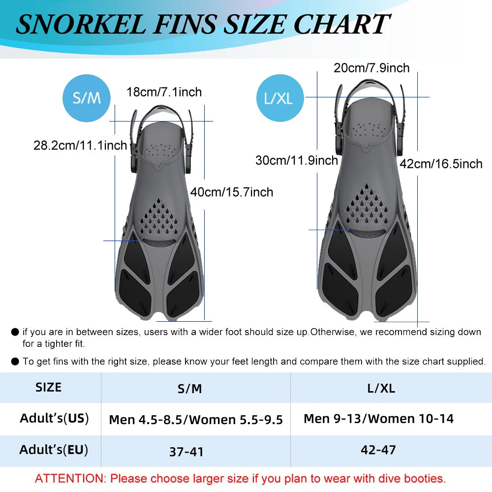 Choice Snorkel Fins Adjustable Buckles Open Heel Silicone Swimming Flippers