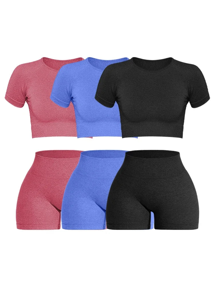2 Piece Womens Sports Yoga Set Seamless Ribbed Knitted Fitness Sportswear For Gym And Training