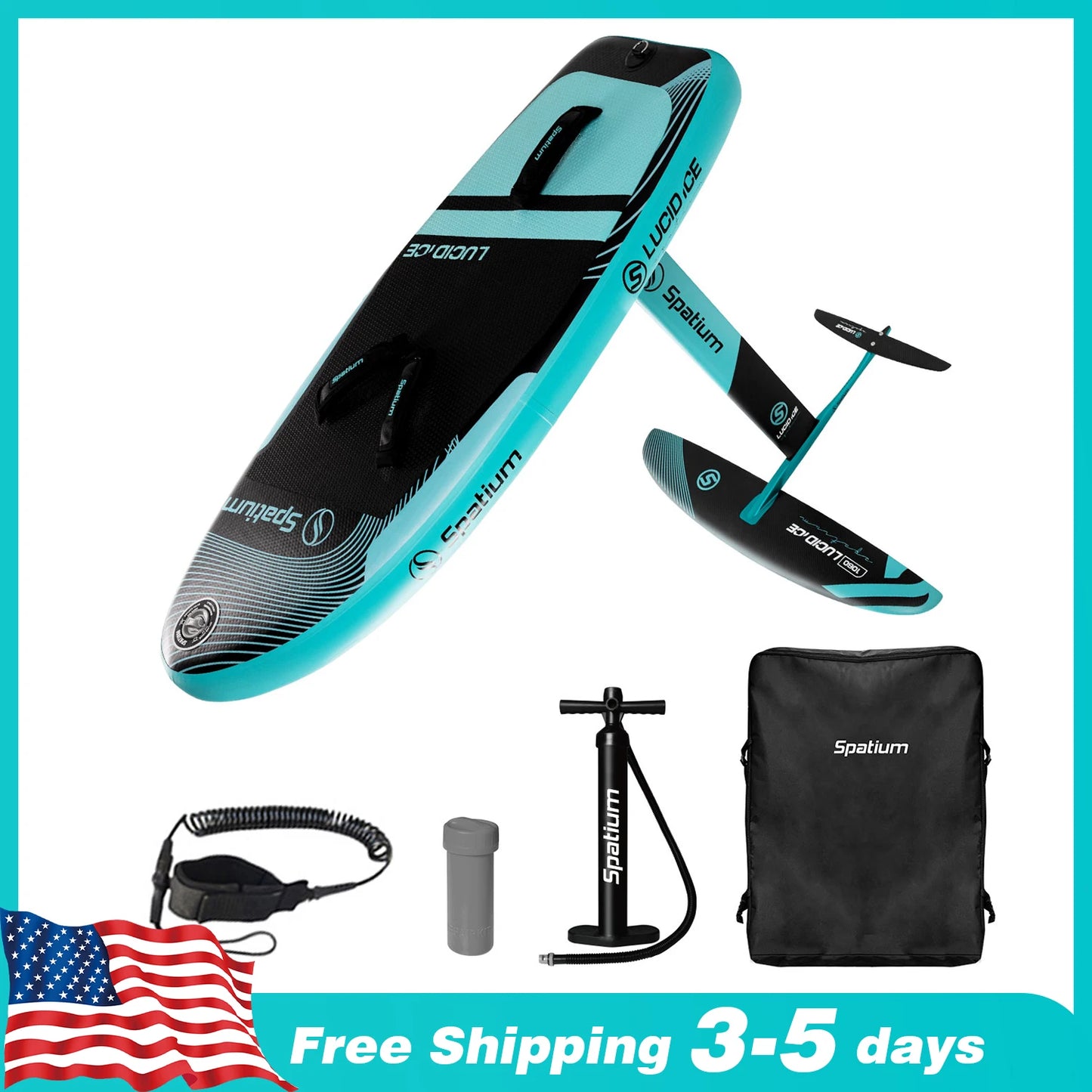 Spatium Inflatable Hydrofoil Board Surfing SUP Board for Lucid ICE Hydrofoil Board-100L/120L/160L
