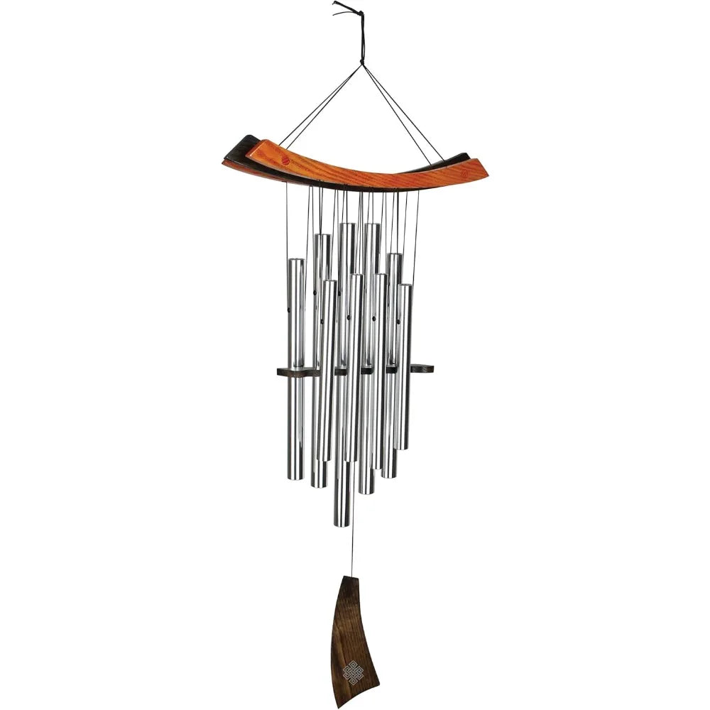 Woodstock Chimes Eastern Energy Healing Wind Chime for Outside 34 Medium Silver,Harmonic Light Sound, Outdoor Decor for Patio, P