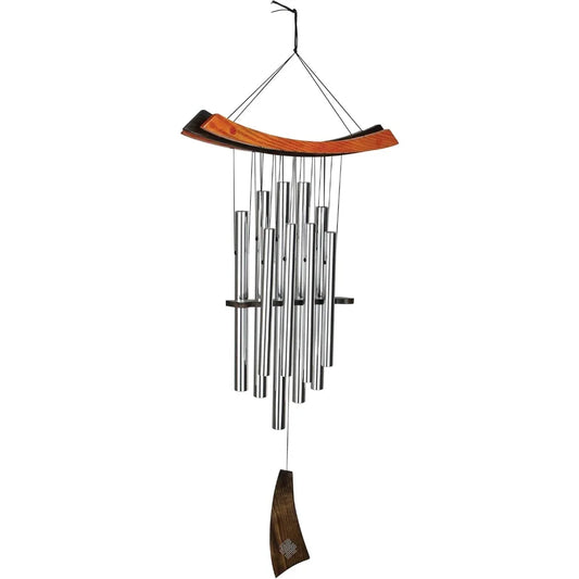 Woodstock Chimes Eastern Energy Healing Wind Chime for Outside 34 Medium Silver,Harmonic Light Sound, Outdoor Decor for Patio, P