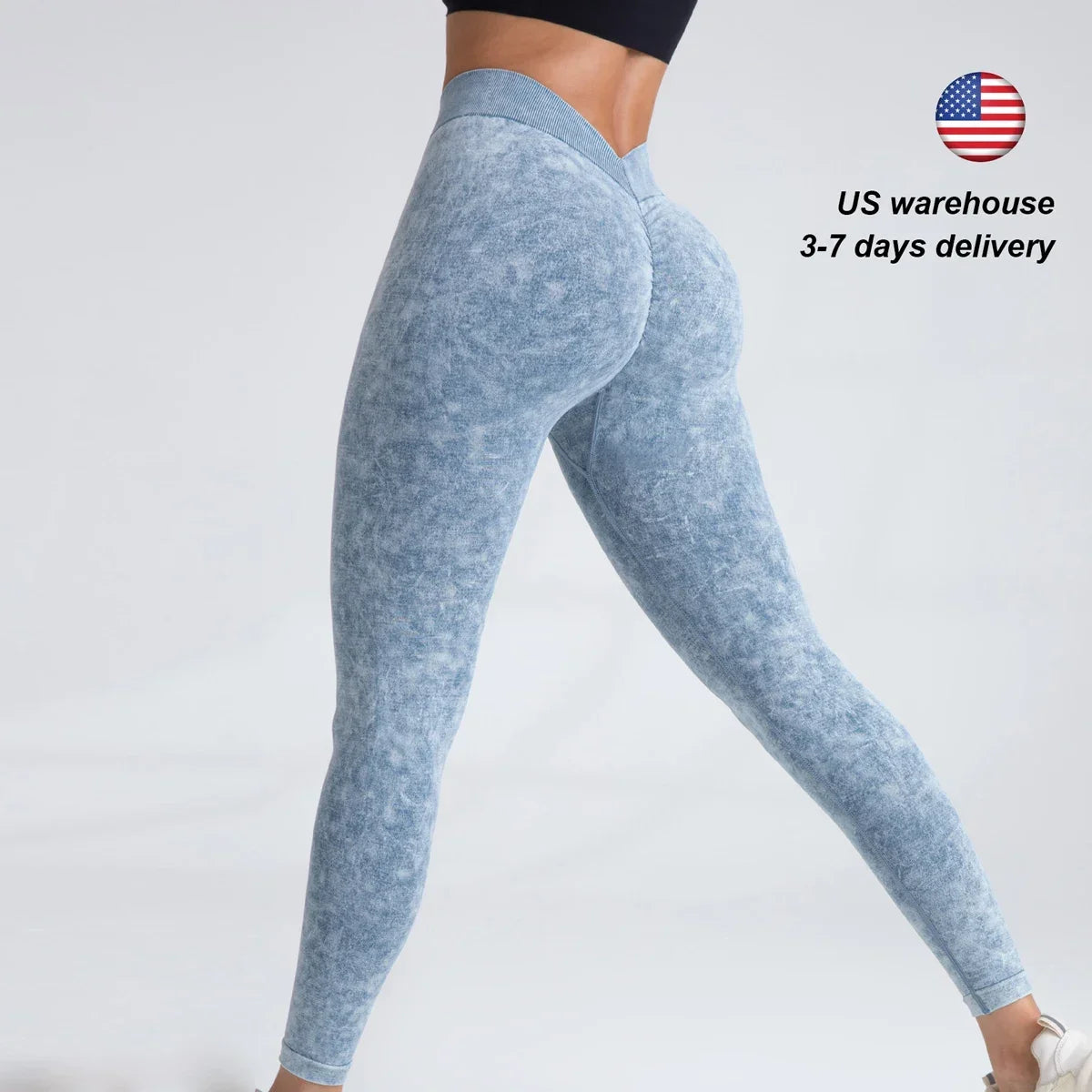V Back Yoga Pants Women Scrunch Seamless Workout Leggings