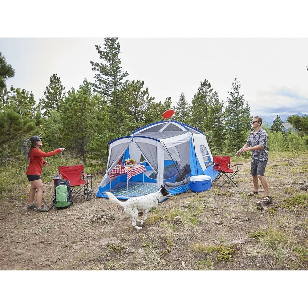 Klondike 8 Person Water Resistant Tent with Convertible Screen Room for Family Camping
