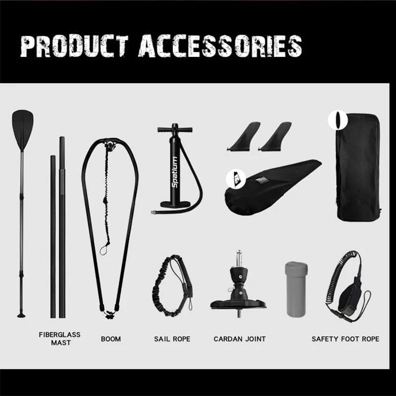 Spatium Inflatable Windsurfing Board and Sail Windsurf Board Sup Windsurf Paddle Board for Adults Windsurf Sail Red