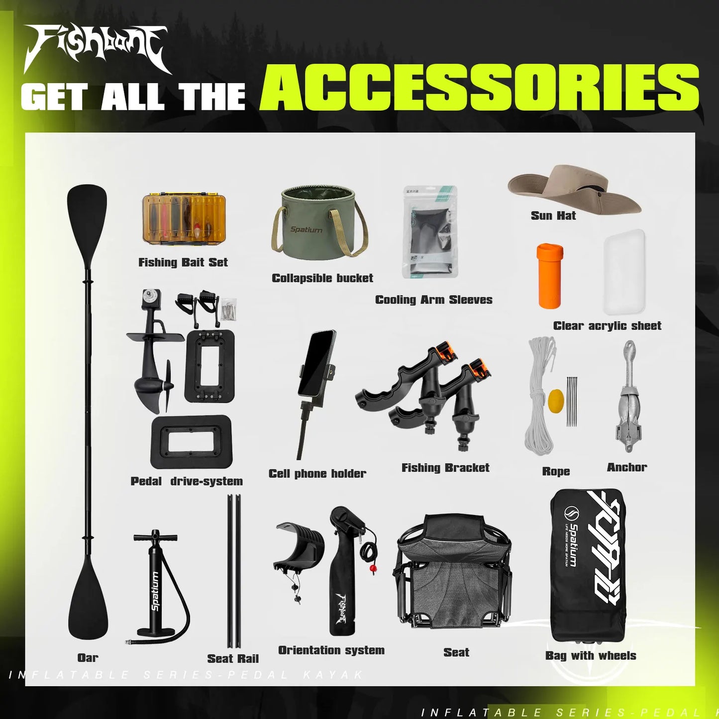 Spatium Fishing Kayak Pedal Drive Sit On Top Kayak Power System 2 Person 11ft 660lb Capacity