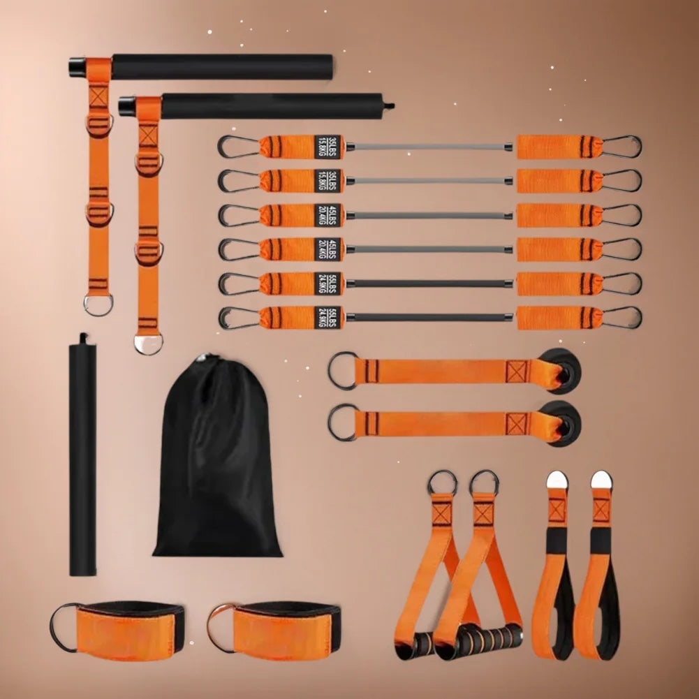 Pilates Bar Kit With Resistance Bands Home Gym Set Pro