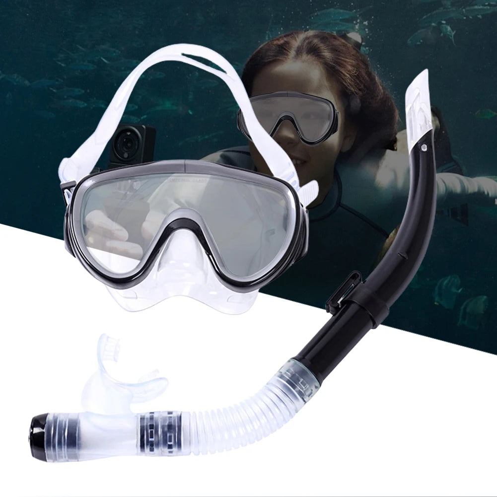 MOJOYCEDiving Diving Mask And Snorkel Set Adjustable Dry Snorkel
