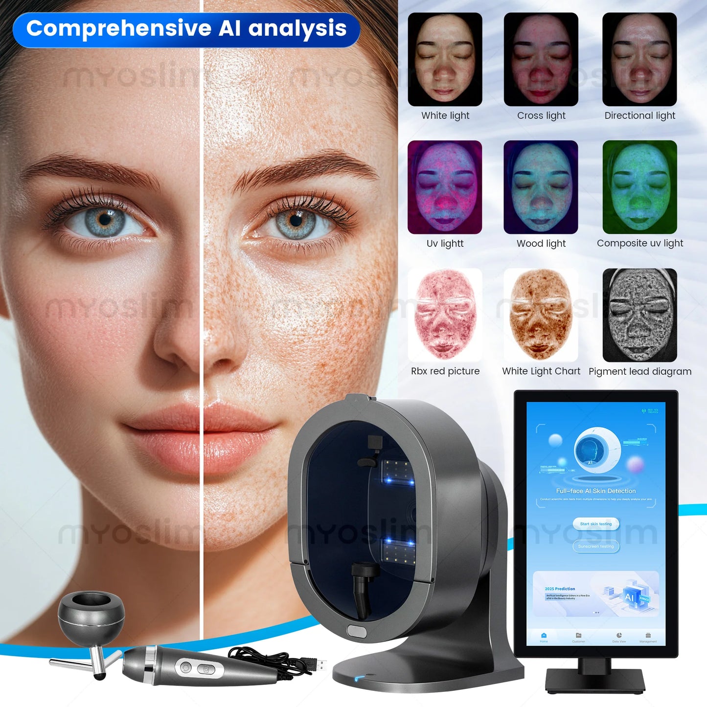 Myoslim 3D AI Facial Skin Analyzer for Hair Diagnosis