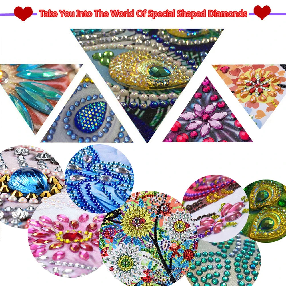 Sunrise Peacock Girl 5D DIY Diamond Painting Dots Pendant DIY Diamond Art Pendant Kit Diamond Painting Ornaments for Wall Window