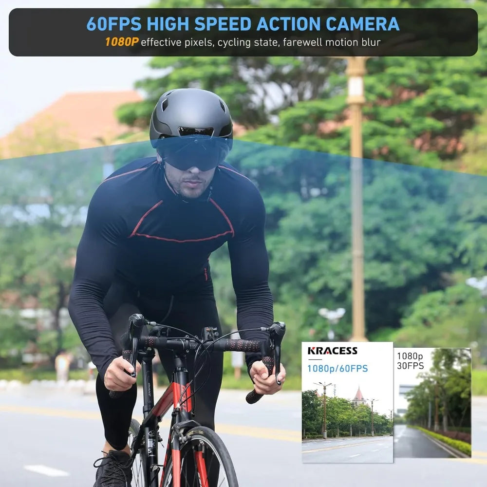 KRS S1 Sports Helmet Camera 1080P 60FPS Front Video