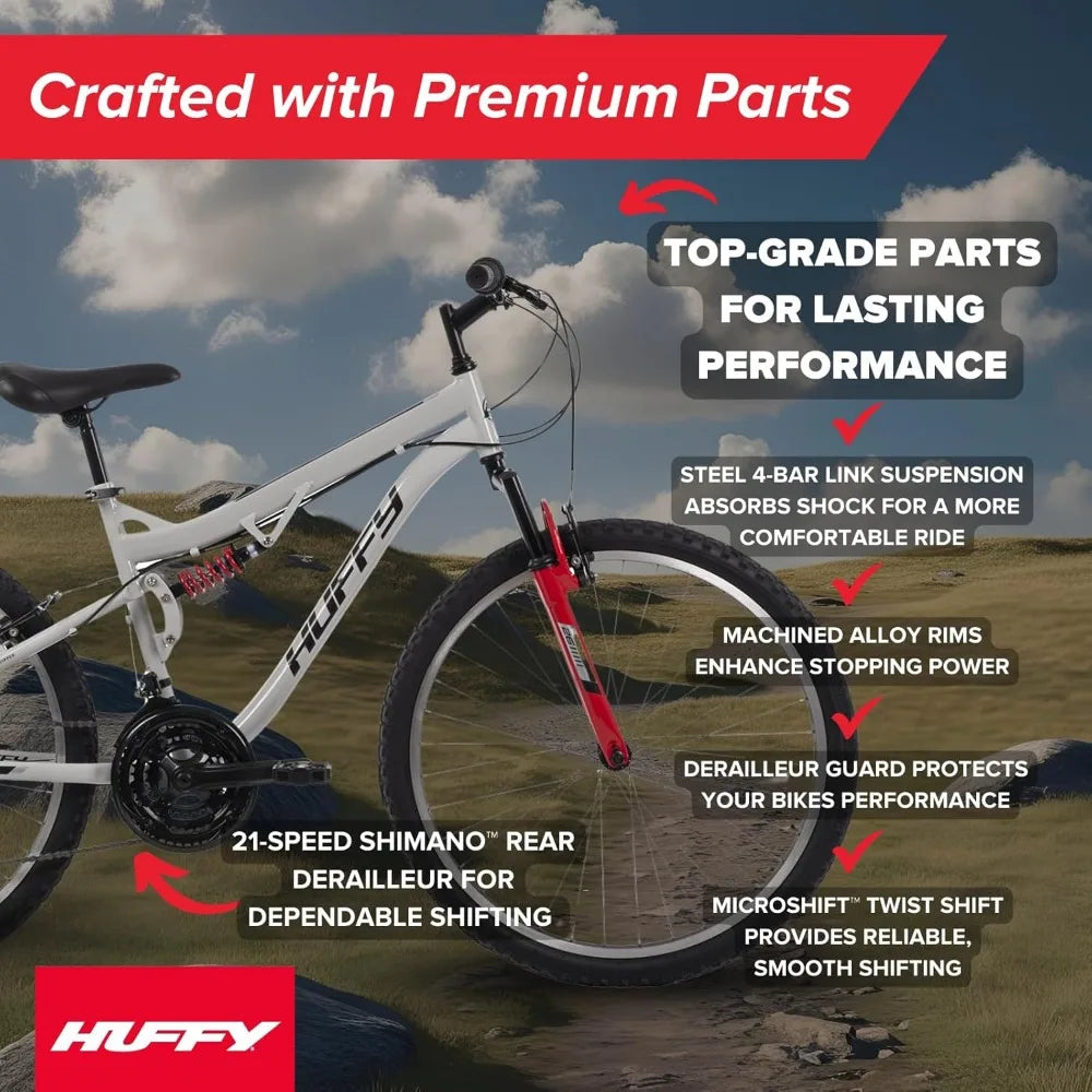 Rugged Mountain Bike for All Ages and Sizes, 20/24/26 Inch Options, 6 or 21 Speed Shimano Gear Shifting