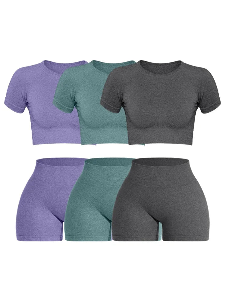 2 Piece Womens Sports Yoga Set Seamless Ribbed Knitted Fitness Sportswear For Gym And Training