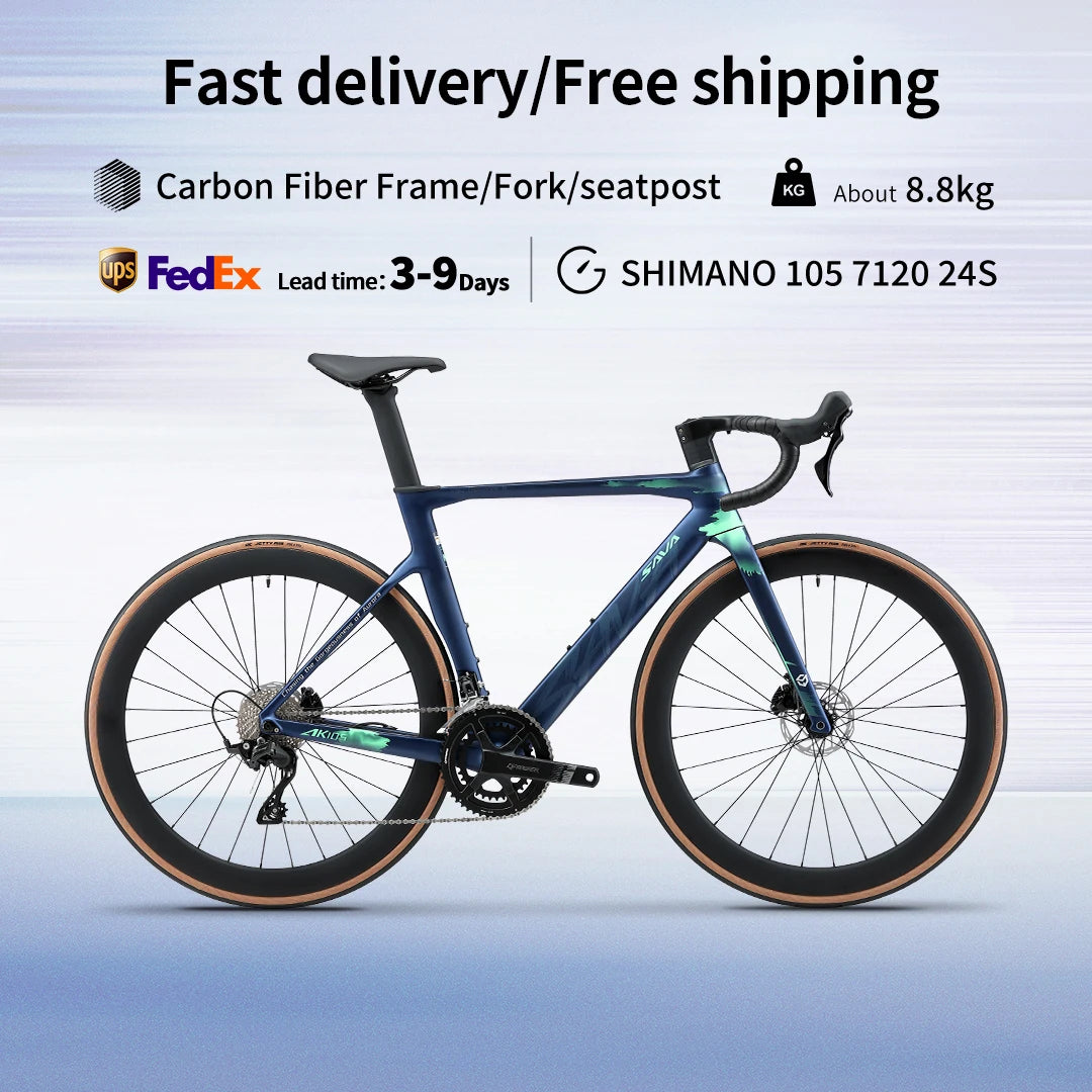 SAVA AK105 Carbon Fiber Road Bike Adult Racing 700C UCI Proven Complete Bike Carbon Fiber Frame With 105 R7120 24 Speed Groups