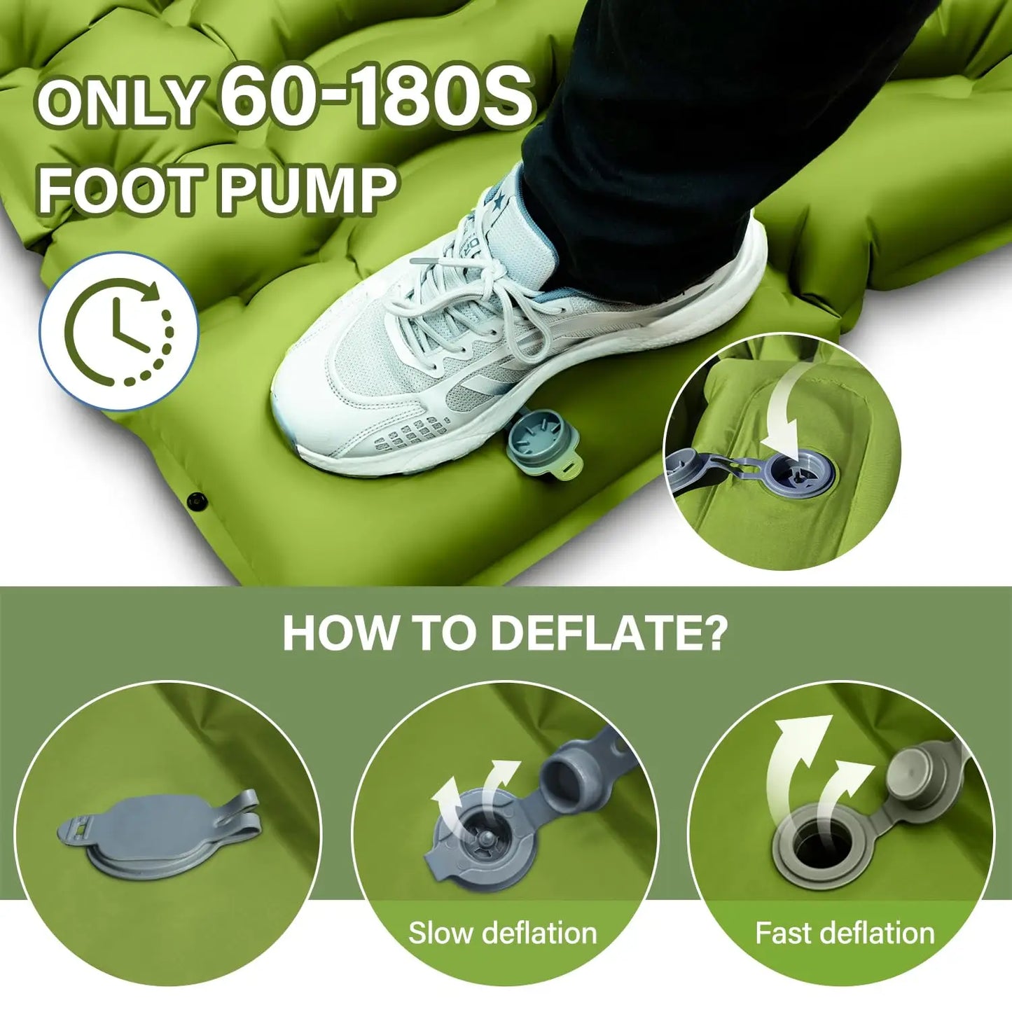 WEST TUNE Double Sleeping Pad With Built In Foot Pump