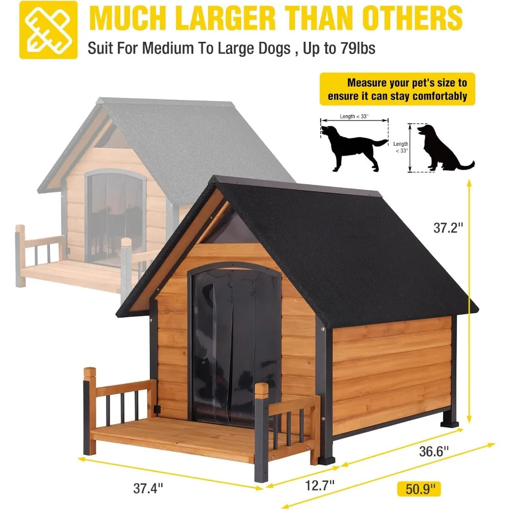 Aivituvin Outdoor Dog House With Metal Frame Kennel