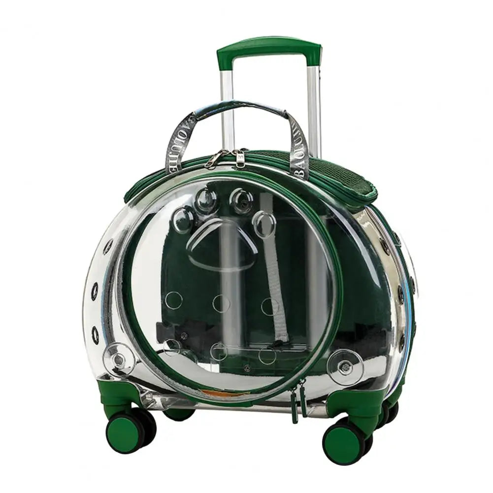 Pet Trolley Case Clear Ventilation Holes Silent Wheels Convenient Portable Cats Dogs Backpack for Travel