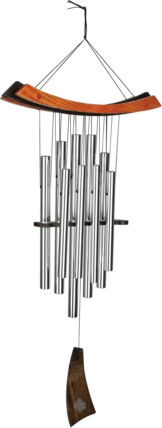 Woodstock Chimes Eastern Energy Healing Wind Chime for Outside 34 Medium Silver,Harmonic Light Sound, Outdoor Decor for Patio, P