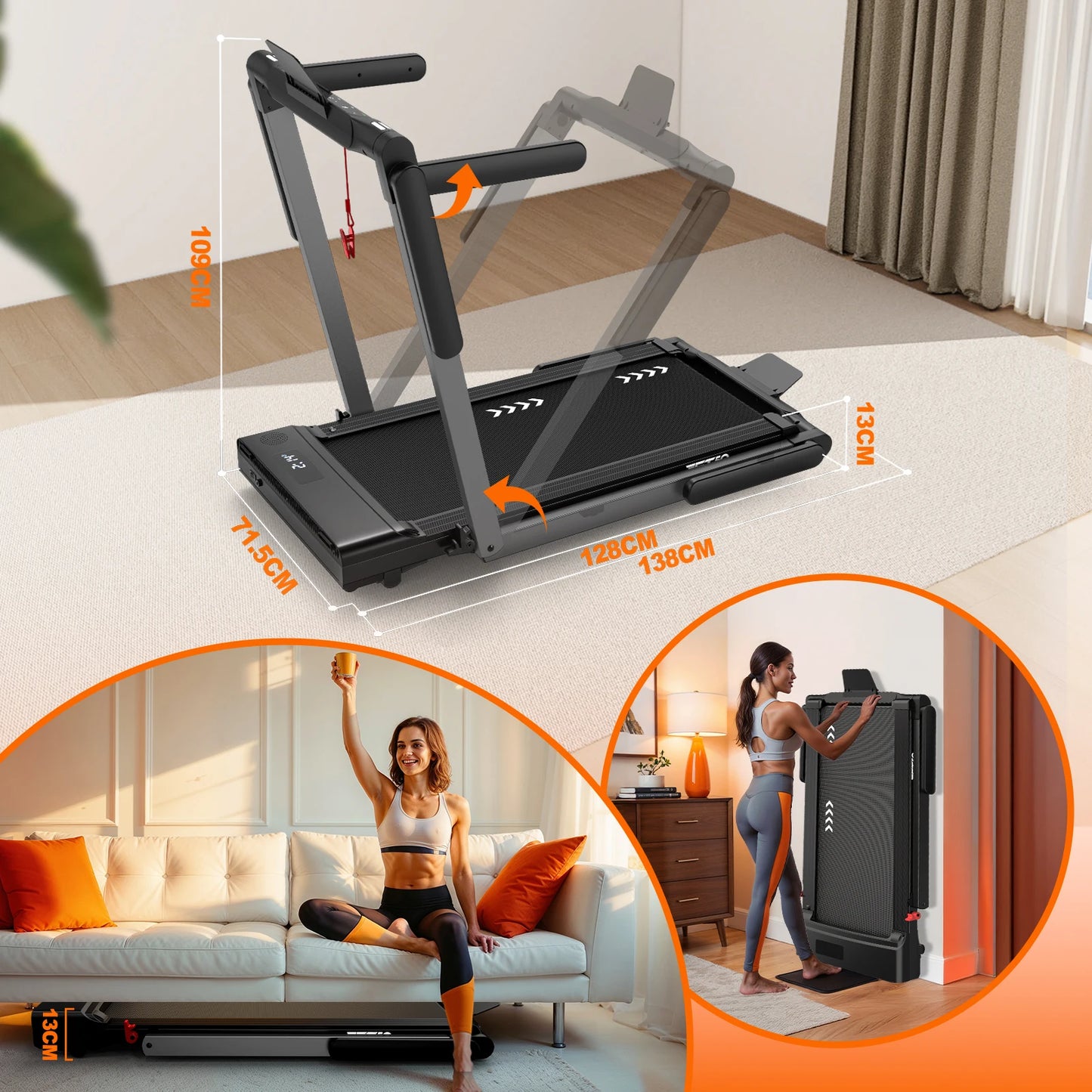 MettleMatic 2-In-1 Treadmill For Home App Compatible