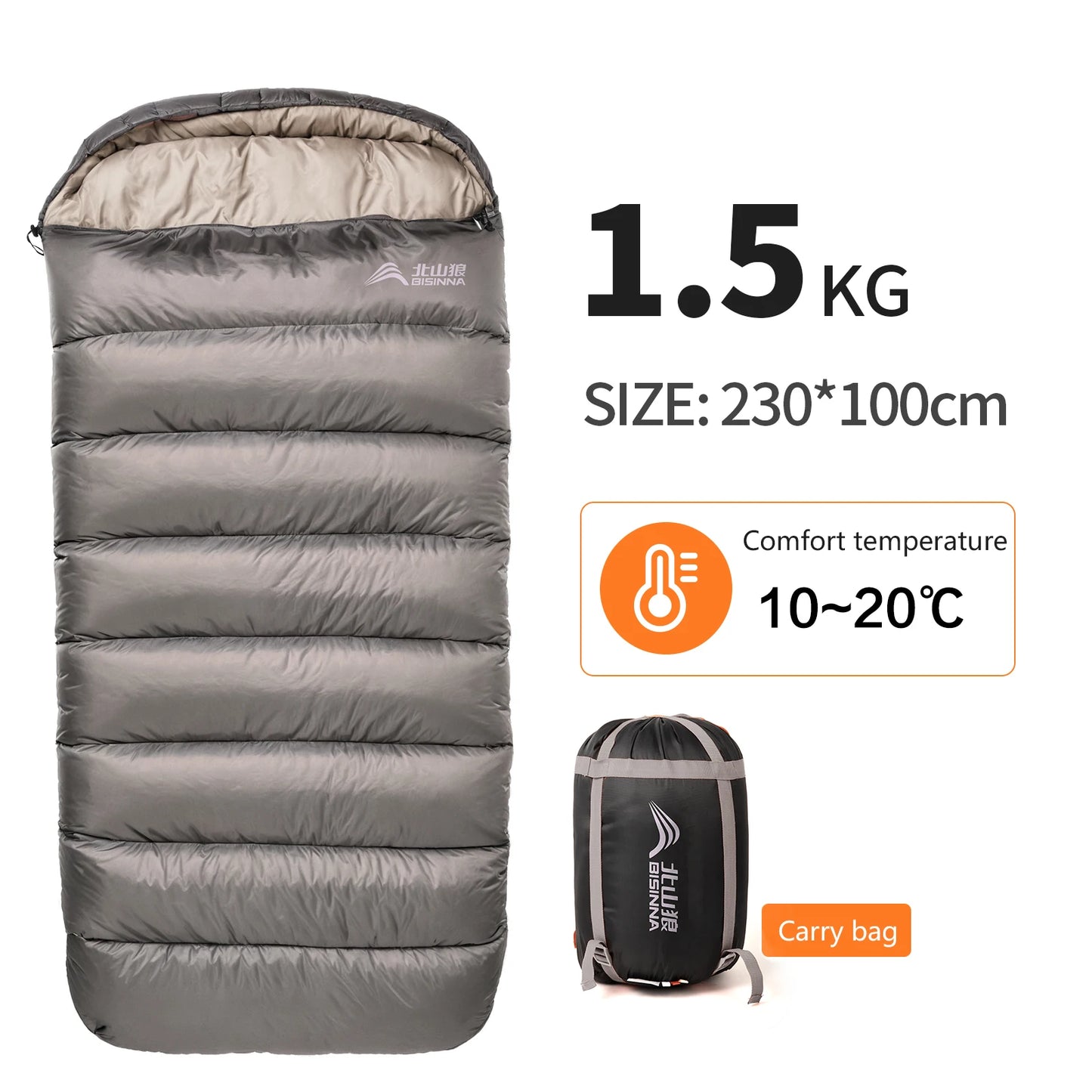 BISINNA Large Camping Sleeping Bag Lightweight 3 Season Loose Widen Bag Long Size for Adult Rest Hiking Fishing