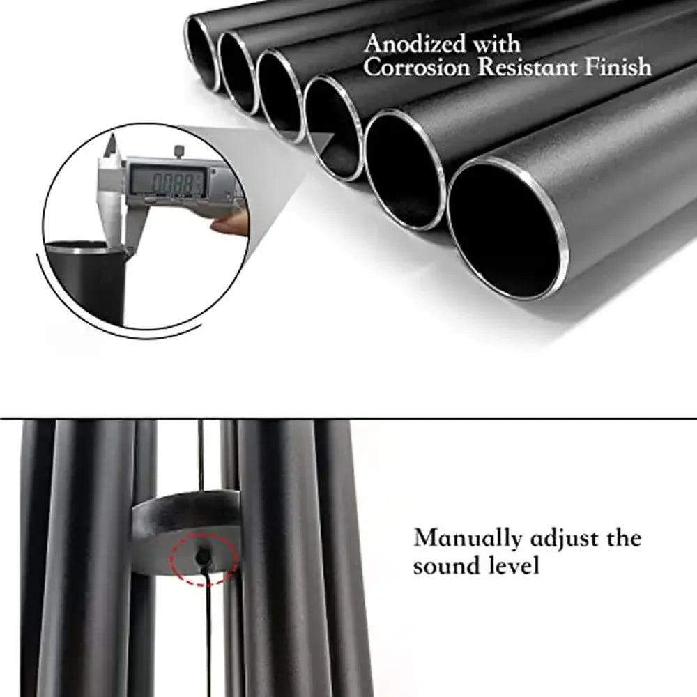 Deep Tone 66 Inch Outdoor Wind Chimes Relaxing Melody with 6 Tuned Tubes Memorial Sympathy Gifts Aluminum Construction Garden