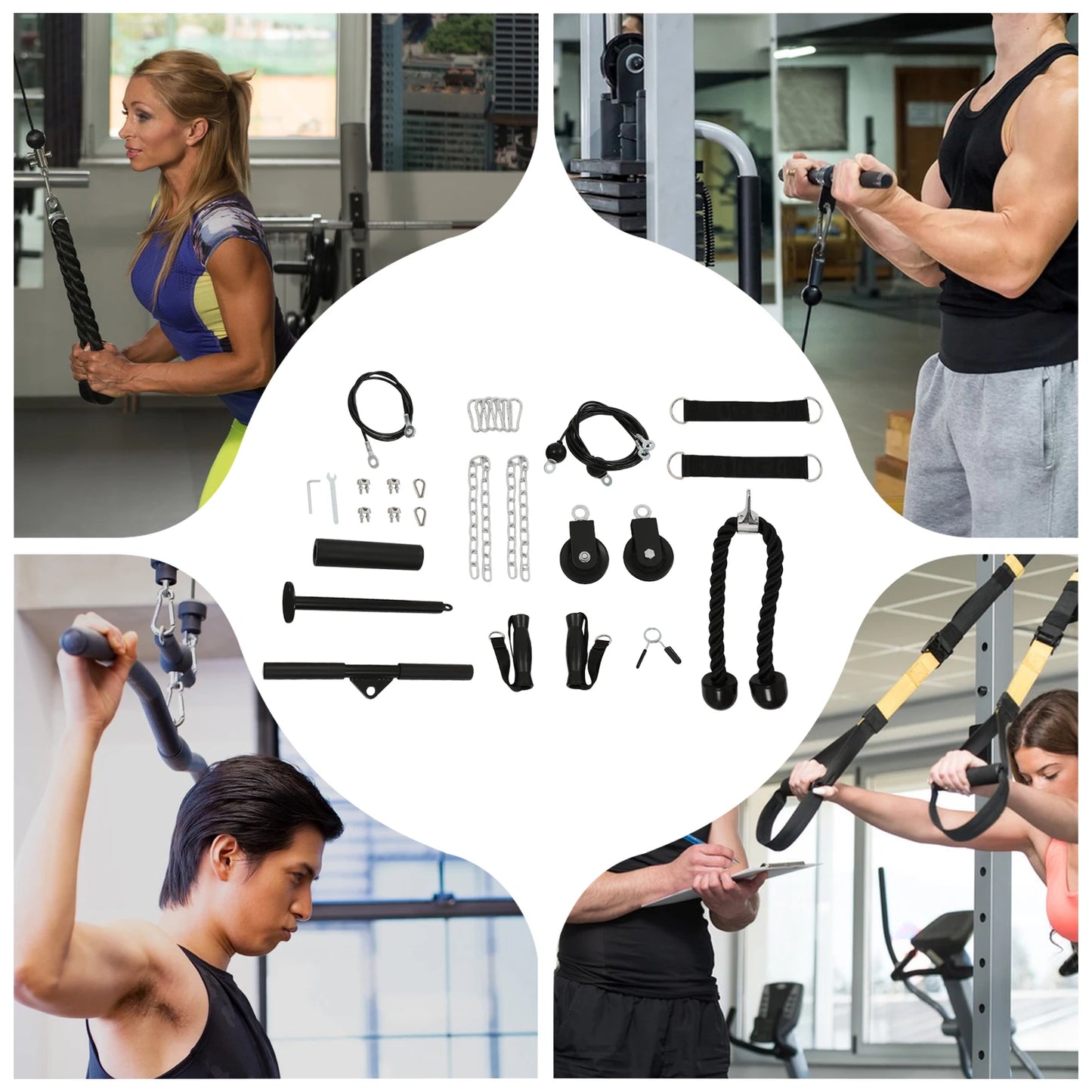 Home Fitness Pulley System Gym Cable With 150kg Load
