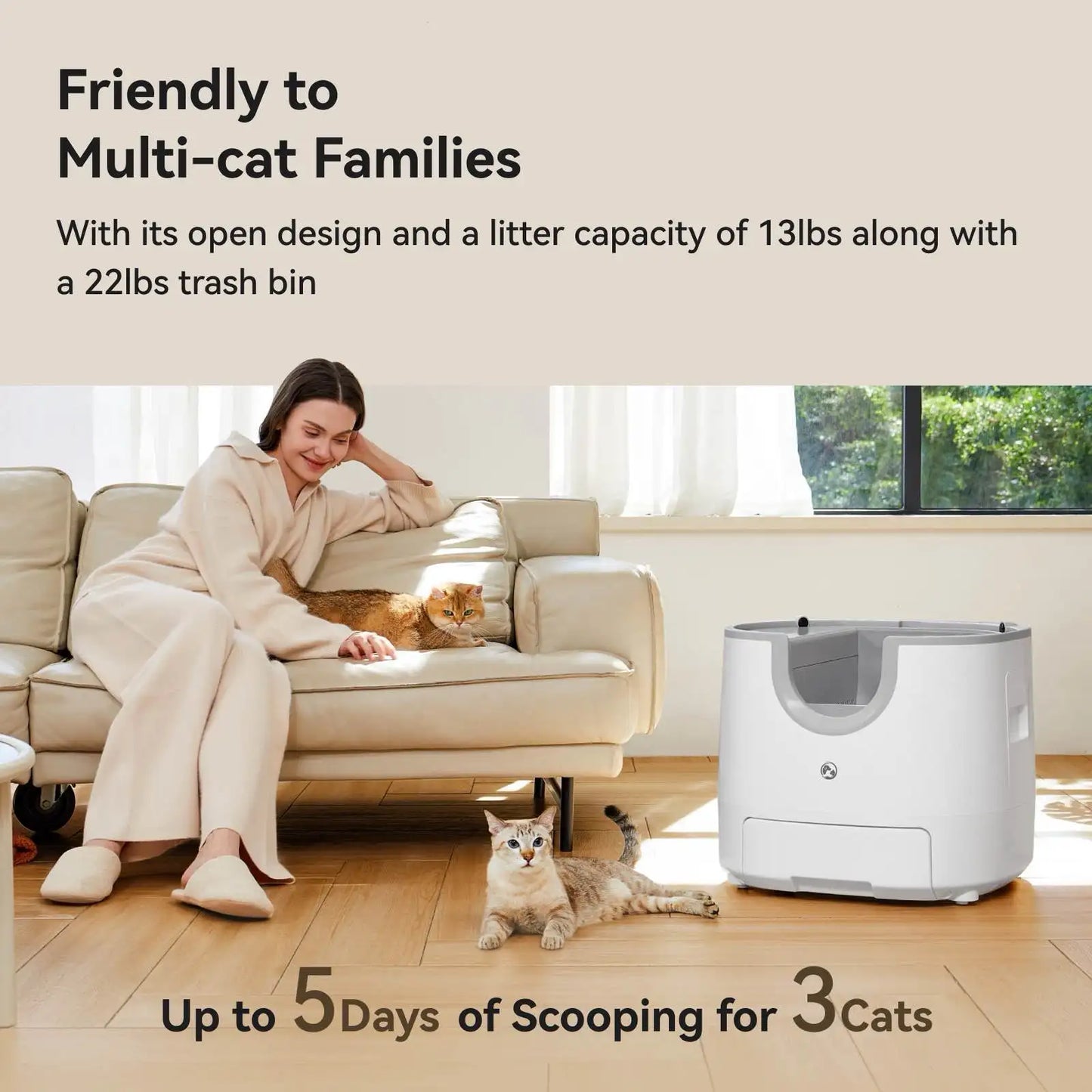 Furoomate Automatic Cat Litter Box Self Cleaning Capacity