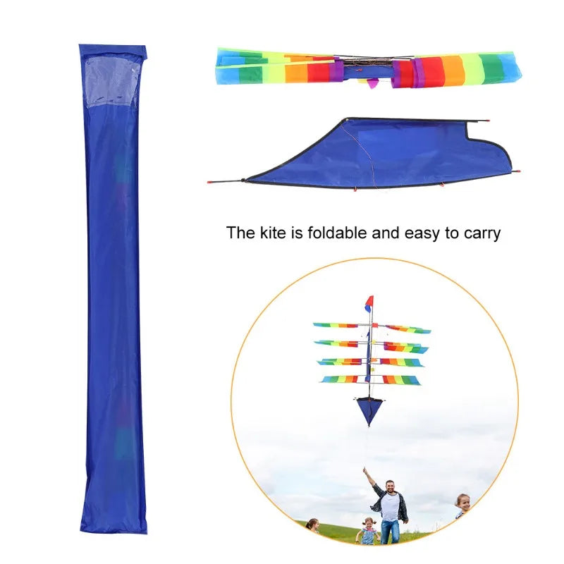 3D Huge Rainbow Sailboat Flying Kite Outdoor Sports Children Kids Game Activity