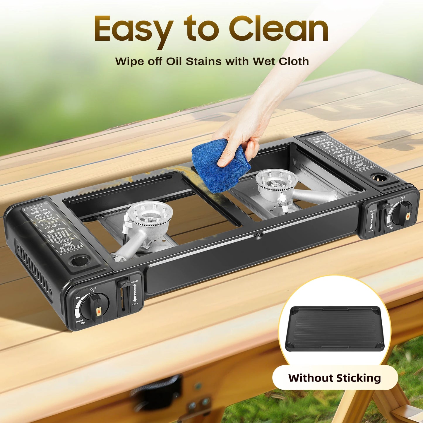 Two Burner Portable Camping Stove Kit With Baking Pan Case