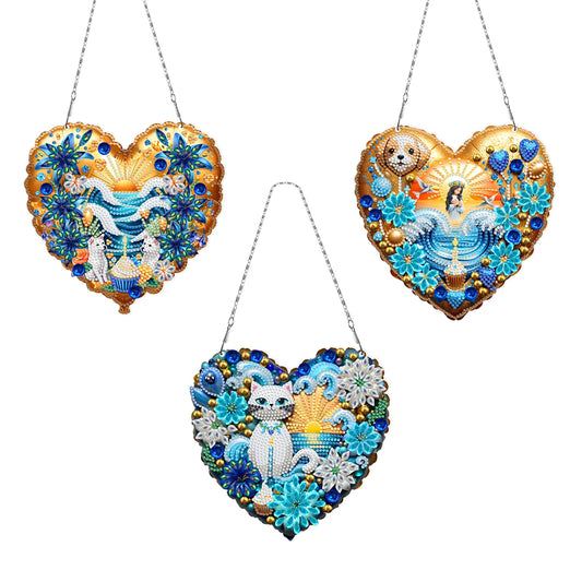 Sunrise Peacock Girl 5D DIY Diamond Painting Dots Pendant DIY Diamond Art Pendant Kit Diamond Painting Ornaments for Wall Window