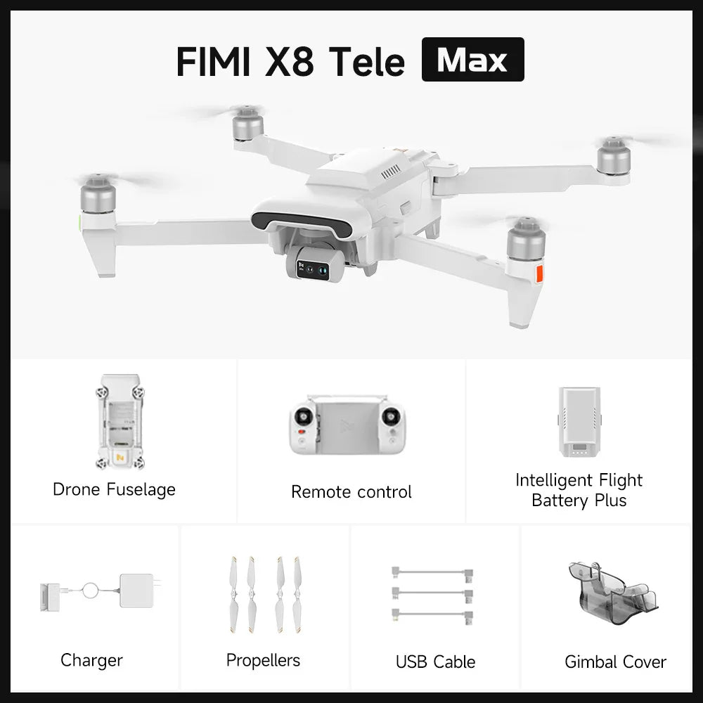 FIMI X8 TELE MAX Drone 4K Professional HDR 48MP 3-Axis Gimbal Camera Drone Professional GPS 20KM RC Quadcopter 2025