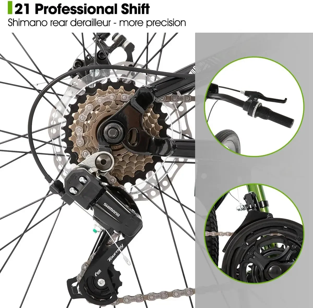 Full Suspension Mens Mountain Bike, 21 Speed, 26 Inch Wheel, Dual Disc Brake Bike for Men Womens Adult Bicycle